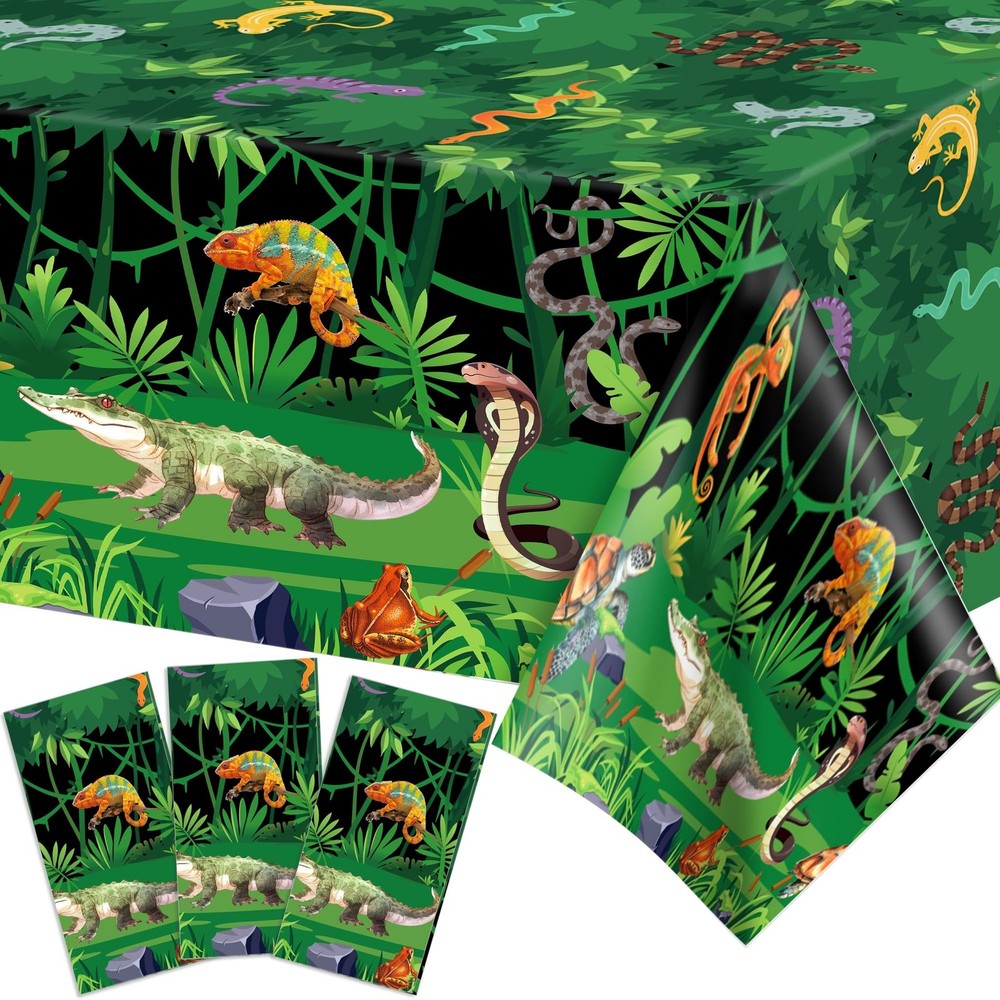3 Pcs Reptile Swamp Party Tablecloth, Reptile Swamp Tablecovers Alligator Tur…