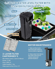 Small Turtle Tank Kit(Tank+Lamp+Filter), Acrylic Turtle Starter Kit with Adjusta