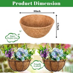 Riare 4 Pack 10 Inch Round Coco Liners Replacement, 100% Natural Coconut Coir…