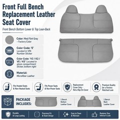 GXARTS Med Flint Gray Front Bench Bottom & Top Lean Back Replacement Leather …