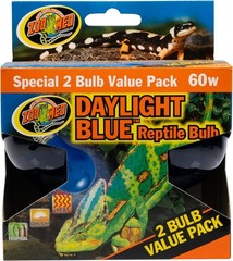 Zoo Med Daylight Blue Naturalistic Reptile Bulb 60-Watts 2-Bulb Value Pack