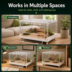 Reptile Enclosure Terrarium 30 Gal 28″x18″x17″ Clear Low Habitat Foldable
