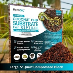 Premium Coconut Chip Substrate for Reptiles – 10 LB Block in Carton Box, E