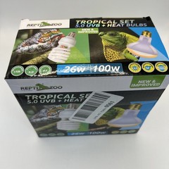 2X Repti Zoo Tropical UVB Heat Lights 26W And 100w, NEW/OPEN BOX