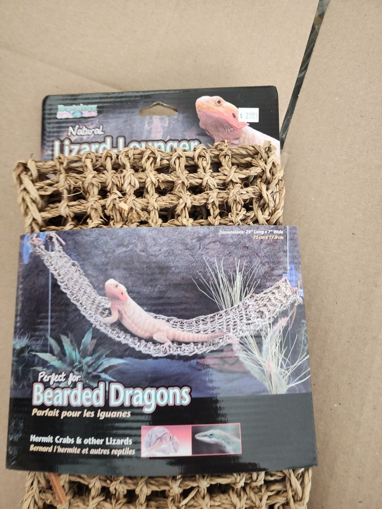 Reptology Natural Lizard Lounger | Large Seagrass Hammock 29″× 7″|6 Suction Cups