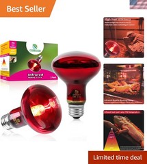 Infrared Reptile Heat Lamp Bulbs – 75W Red Basking Light for Reptiles & Chickens