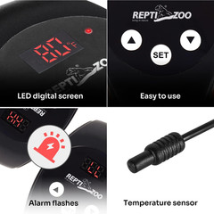 Reptile Light Fixture with Dimming Thermostat, 5.5 Inch Deep Dome Lamp Fixture w