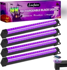 4 Pack Rechargeable Black Light Bar, 5000mAh Large Capacity Battery Powered…