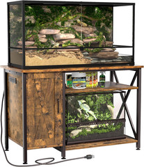 40-120 Gallon Reptile Tank Stand with Power Outlet, Terrarium Stand with Storage