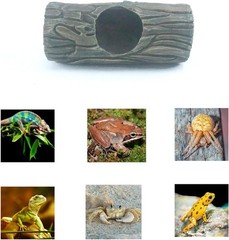Magnetic Reptile Hide Cave,Resin Hollow Tree Trunk Hideout Crested Gecko Lizard