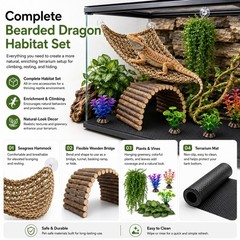 HERCOCCI Bearded Dragon Tank Accessories, Reptile Mat Bridge Hammock Flexible…