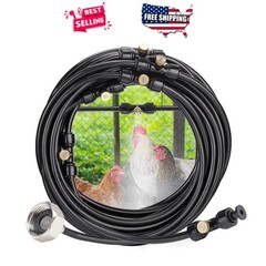 Outdoor Coop Mist Cooling Kit 26ft Hose 3/4″ Adapter Brass Nozzles Poultry Heat
