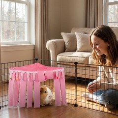 Guinea Pig Hideout, Small Animal Hideout Corner Fleece Tent with Hammock