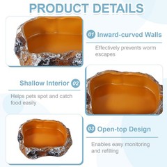 Reptile Food Bowl Reptile Feeding Dish Corner Bowl L 8.7 Inch Orange