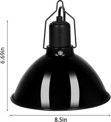8.5in Dome Reptile Heat Lamp Fixture, UVB-Compatible, E26, 150W Max, Switch Hook