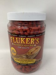Fluker’s Bearded Dragon Diet for Adults, Unique Textured Pellet 8oz LARGE BOTTLE