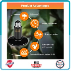 100W Ceramic Heat Emitter 2 Pack Reptile Brooder Lamp for Lizard Turtle Snake