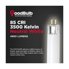 GoodBulb F54T5/835/ECO 54W 46 Inch T5 Fluorescent Light Bulb 3500K Soft White…