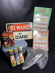 10Pc Reptile Lot – Daytime & Night Heat Lamps, 150W Infrared Basking, Food Lists