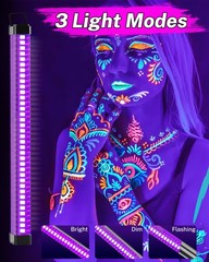 2 Pack Rechargeable Black Light Bar, 5000mAh Large Capacity Battery Powered…