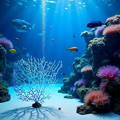 GANPUB Blue Artificial Coral Branch Faux Aquariums Ornament Fish Tanks Landsc…