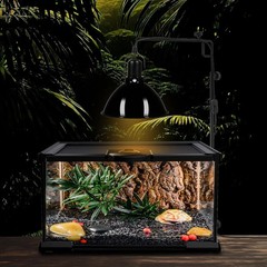 8.5in Dome Reptile Heat Lamp Fixture, UVB-Compatible, E26, 150W Max, Switch Hook