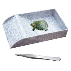Reptile Tortoise Turtle Feeding Dish with Ramp and Basking Platform Plastic T…