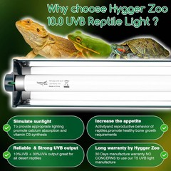 T8 Reptile Light Fixture Combo Kit 15W 18.3IN Green Fluorescent Tube 10.0 UVB Li