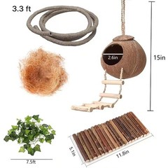 10PCS Crested Gecko Tank , Reptile Plants Bridge Vines, Coconut Shell with La…