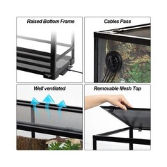 Large Reptile Tank 25 Gallon, 360°Full Vision Glass Reptile Terrarium with