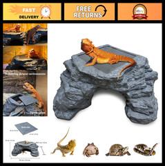 X-Large Reptile Basking Platform – Heat Storage Slate Stone Hide for Lizards & S