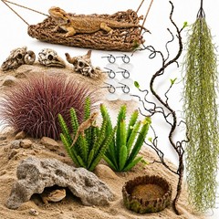 26Pcs Desert Reptile Tank Accessories, Bearded Dragon Tank Accessories with H…