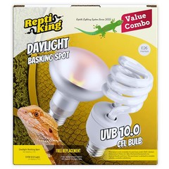 Reptile 100W Basking Spot Bulb & 10.0 24W UVA UVB Bulb Combo – Dual Pack Heat…