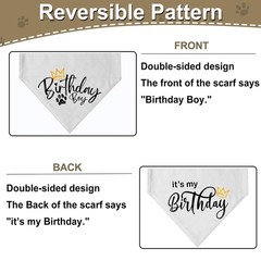 Adjustable Reversible Dog Birthday Boy Bandana Collar, Premium Durable Fabric…