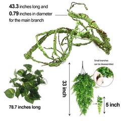 kathson 3 PCS Reptile Vines Plants Flexible Bendable Jungle Climbing Vine Terrar
