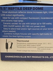 REPTI HOME Reptile Deep Dome 5.5 in Lamp Fixture w/ Thermostat Controller Black