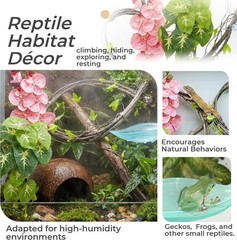 5PCS Crested Gecko Tank Decor Kit – Orchid & Artificial Plants Rainforest