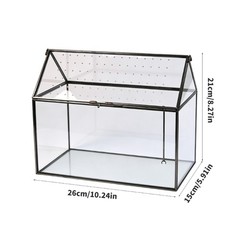 Desktop Glass Display Box with Air Hole Cover for Succulents Plant Pet Viewing