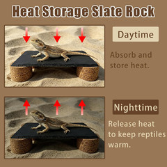 Bearded Dragon Basking Platform,9.8×5.9×1.6inch Reptile Heat Storage Slate Stone