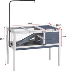 Wood Tortoise Enclosure with Adjustable Light, 2-Tier Habitat for Small Pets