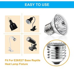 Reptile Heat Lamp Turtle Heating Light 4PCS 50W UVA UVB Heat Bulb Simulated S…