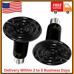 Reptile Heat Lamp 100W 2-Pack Ceramic Heat Emitter, No Light Emitting Heat Bulbs