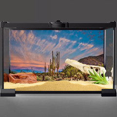 36×18 inches Terrarium Background Blue Sky Cloud Huge Cactus Oasis Gobi Reptile