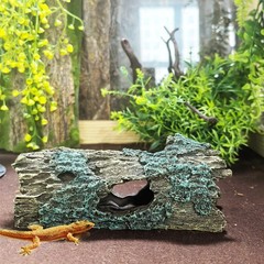 Resin Hollow Tree Trunk Log Reptile Hide Cave Fish Tank Ornament 7.3 Inch