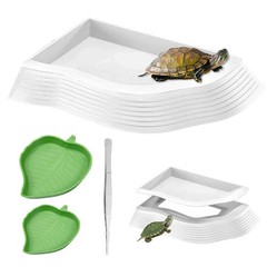 4 Pcs Turtle Water Basin with Ramp, Reptile Pool and Water Bowl Set,Turtle Ba…
