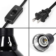 8.5″ Reptile Light Fixture 200W E26 Base, Ceramic Socket, On/Off Switch, UVB Dom