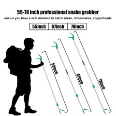 78″ Extendable Snake Grabber Reptile Tongs Rattle Snake Catcher Wide Jaw Hand…