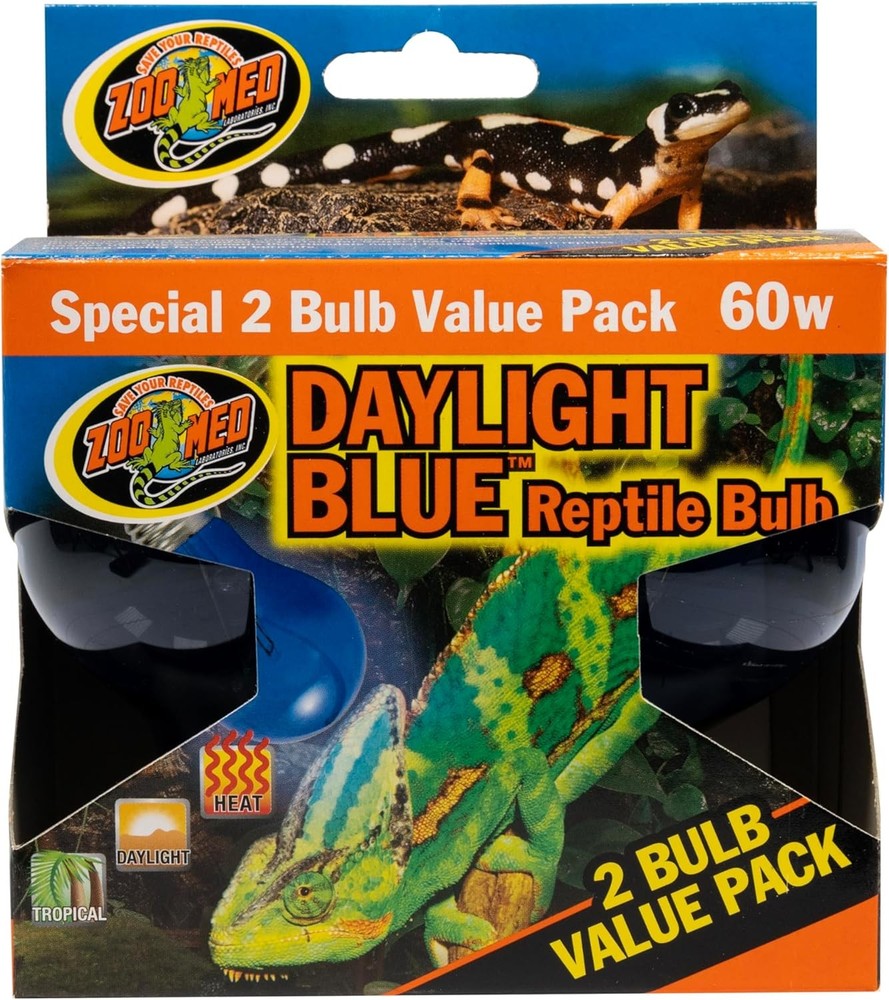 Zoo Med Daylight Blue Naturalistic Reptile Bulb 60-Watt 2-Bulb Value Pack 3-Pack