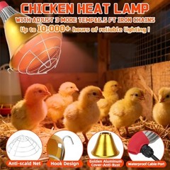 Heated Chicken Lamp for Coop – E26 Base Heat Bulb Shield, 3 Temp Modes, Al-Alloy