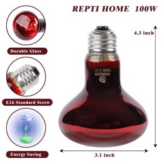 Reptile Heat Lamp,100W Red Basking Spot Lamp Bulb for Chickens Amphibians, In…